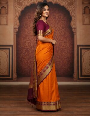 Orange & Maroon Traditional Silk Saree