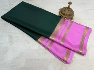 Elegant Dual-Tone Silk Saree with Gold Zari Border