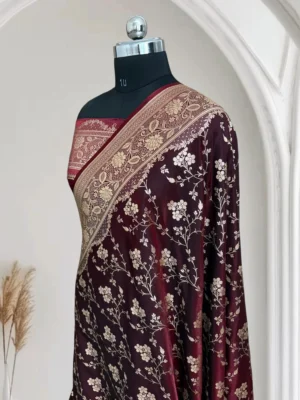 Royal Maroon Floral Printed Saree